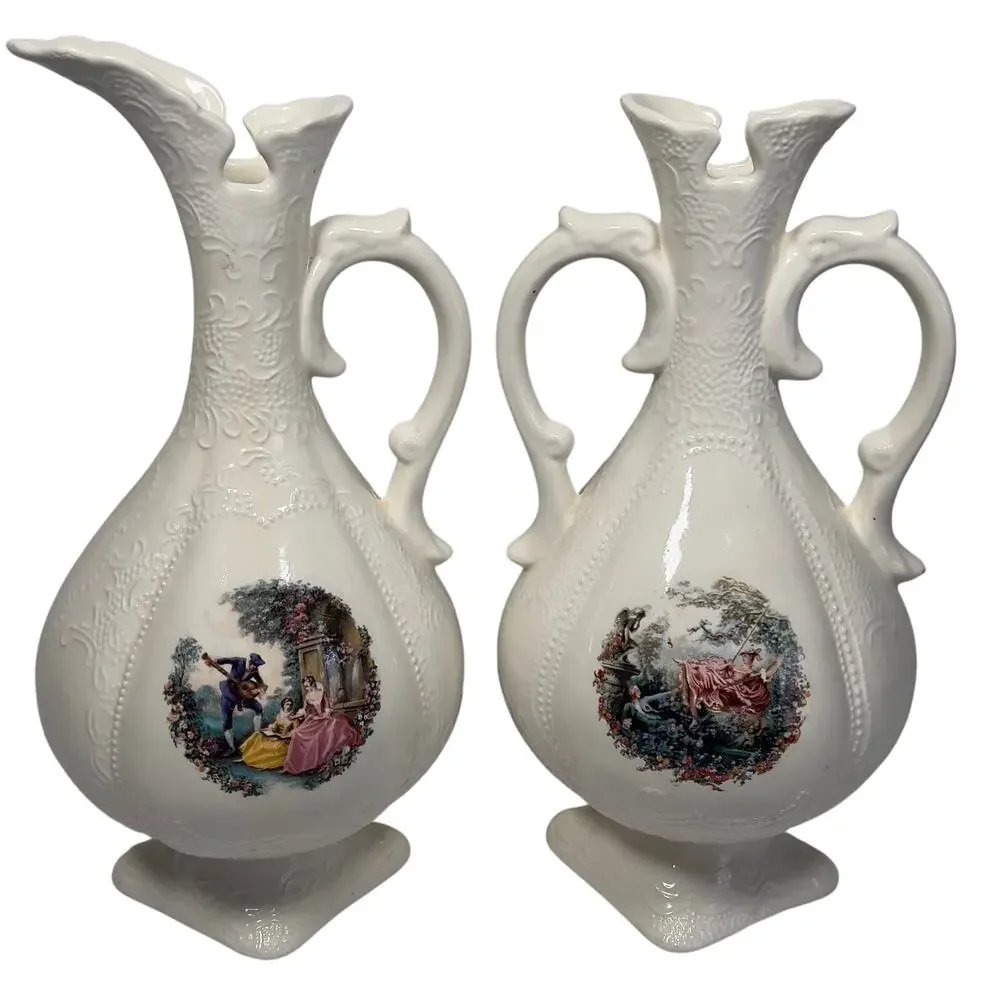 Victorian Courting Vases Pitchers Urn Goodsell Mold Co Ceramic Porcelain 134/135